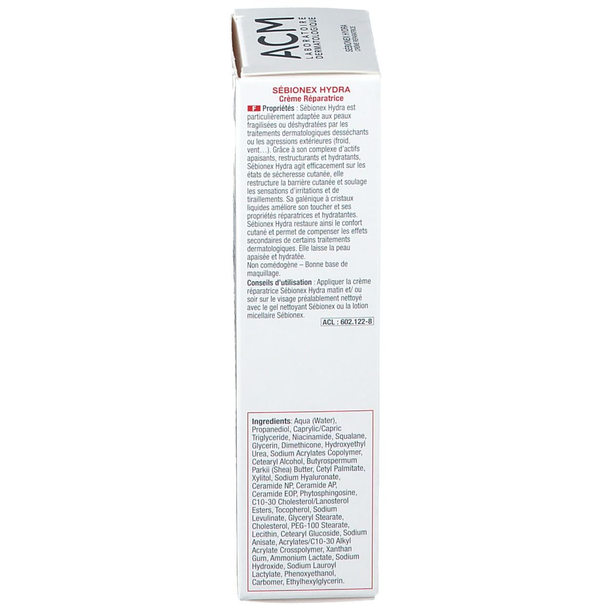 Sebionex Hydra reparierende Creme auf einer weißen Verpackung mit Text.