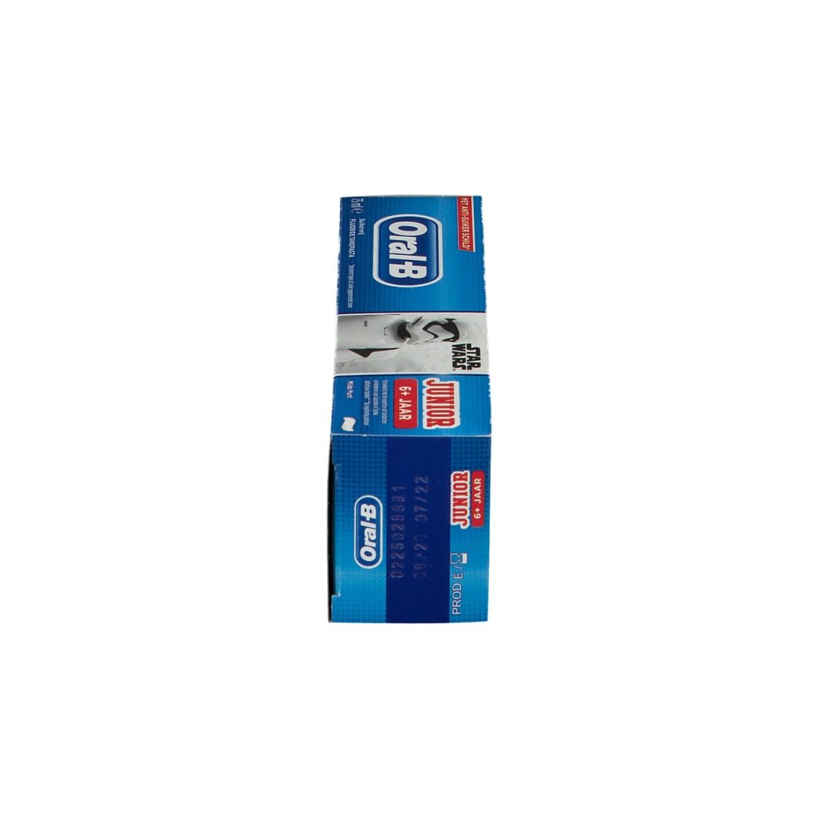 Due confezioni impilate con grafica Star Wars e logo Oral-B. Confezione blu.
