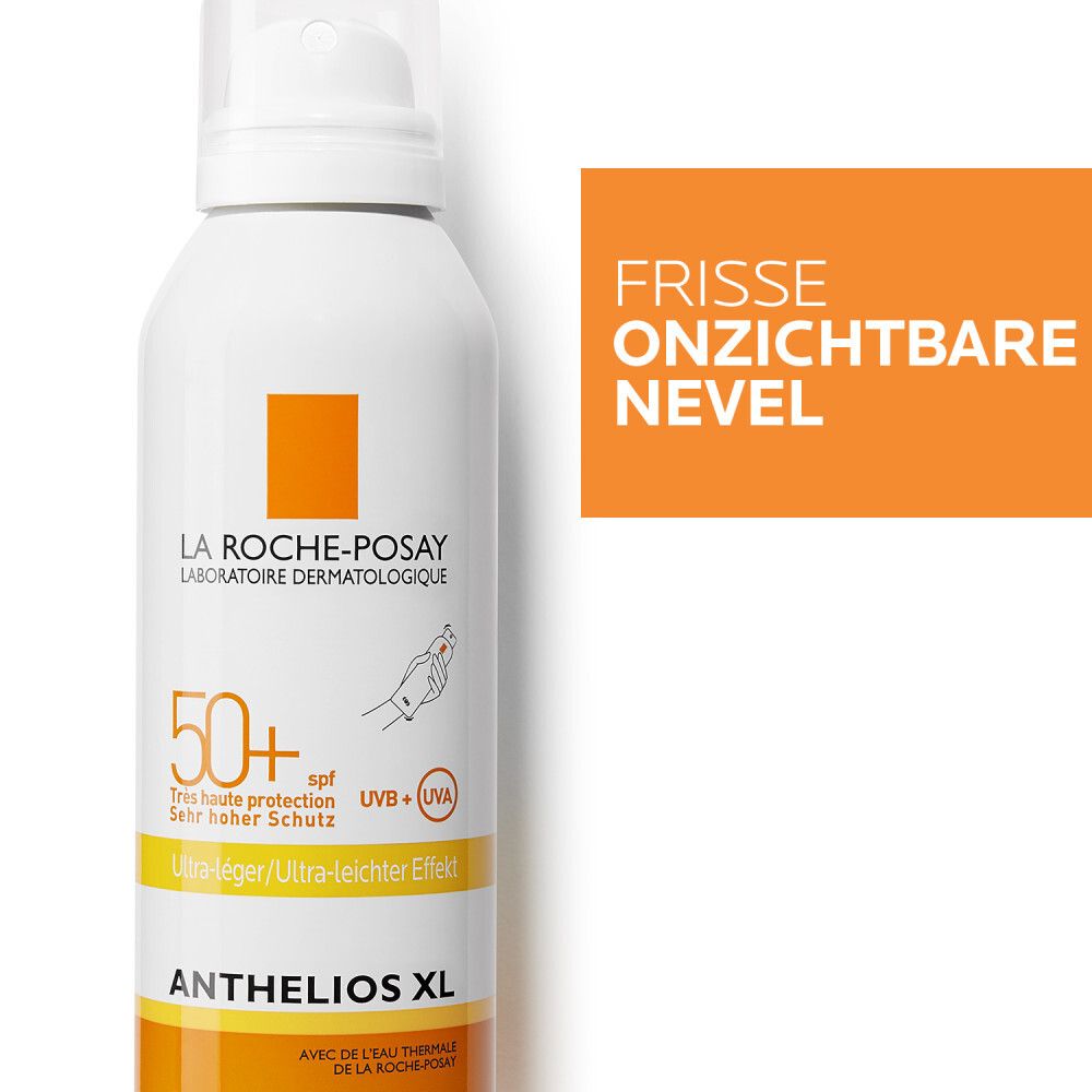 La Roche-Posay Anthelios XL spray. Witte fles, oranje blok. SPF 50+.