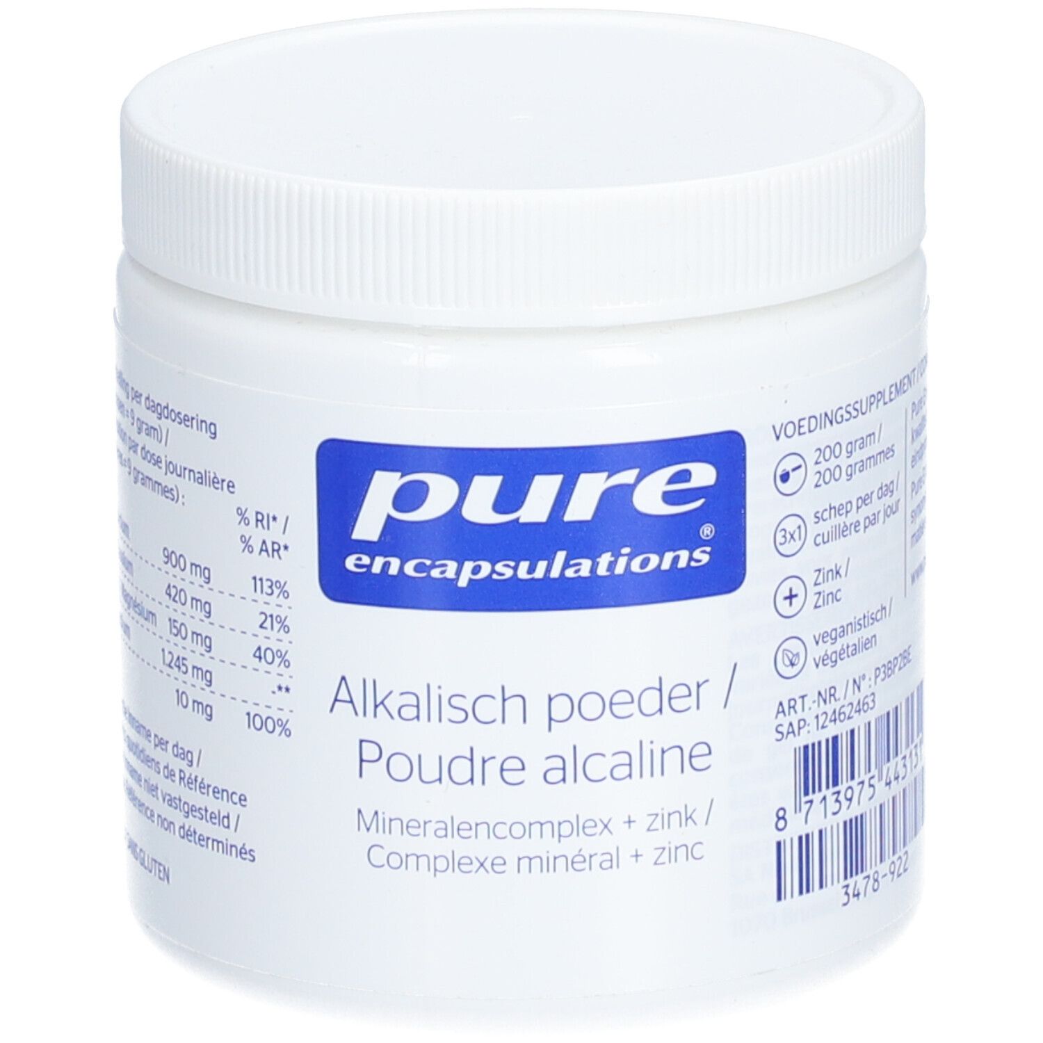 Pure Encapsulations Poudre Alcaline Pure 365