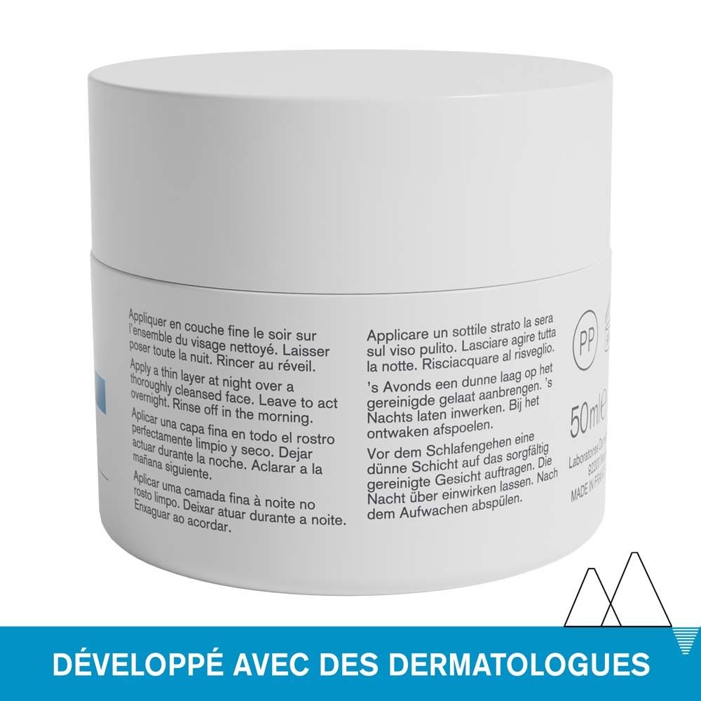 Paysage avec montagnes et symboles. Inscription: Testé dermatologiquement, pour tous les types de peaux.