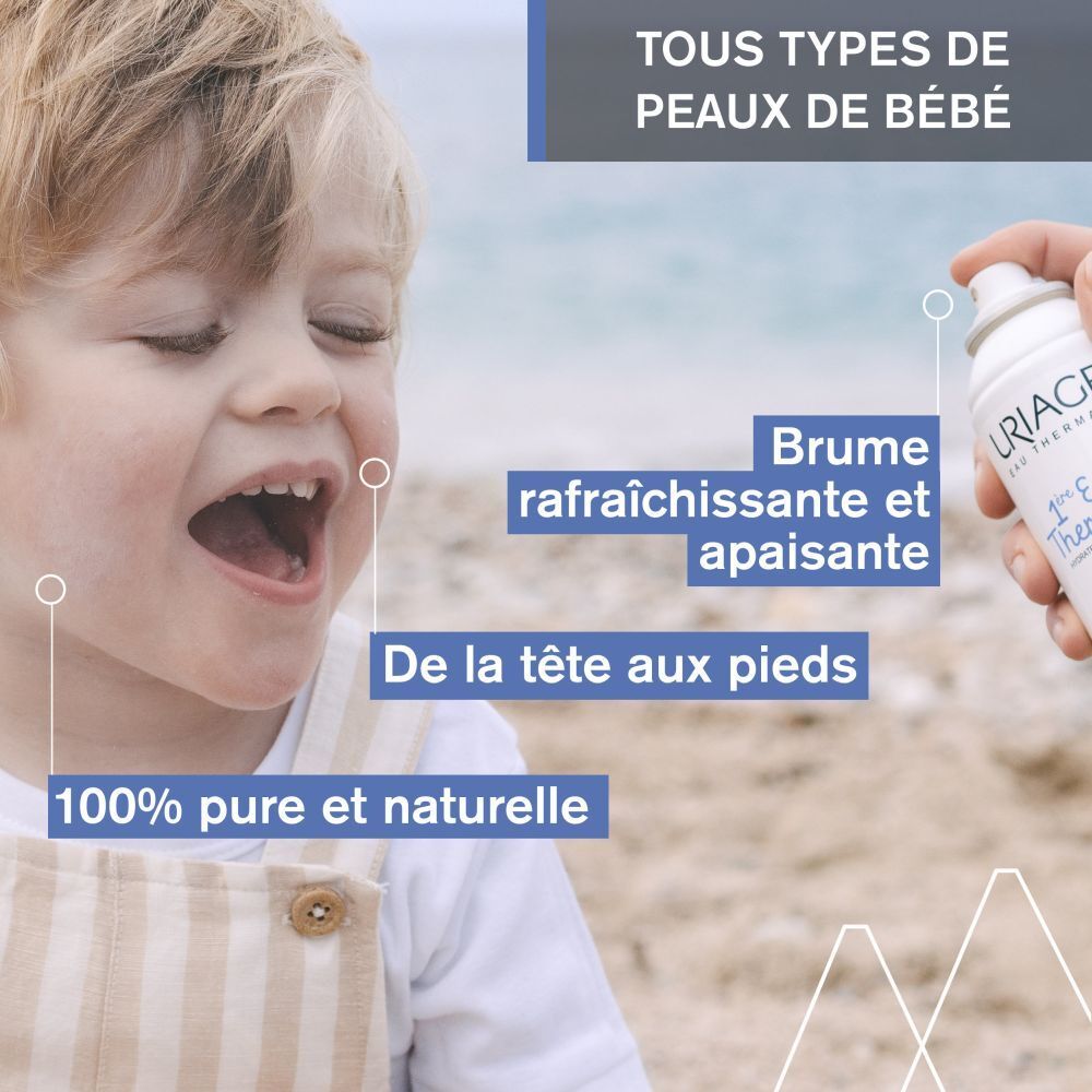 Graphique avec texte: 100% pur et naturelle, Adoucit et apaise tous les types de peaux, Eau isotonique, Eau active.