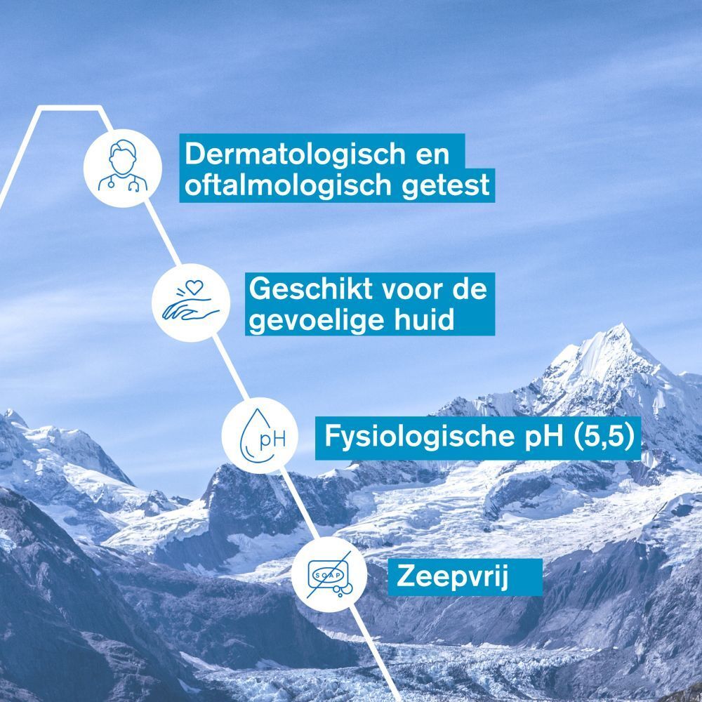 Uriage reinigingsolie fles met blauwe pomp. Opschrift: Uriage Eau Thermale, Cleansing Oil.