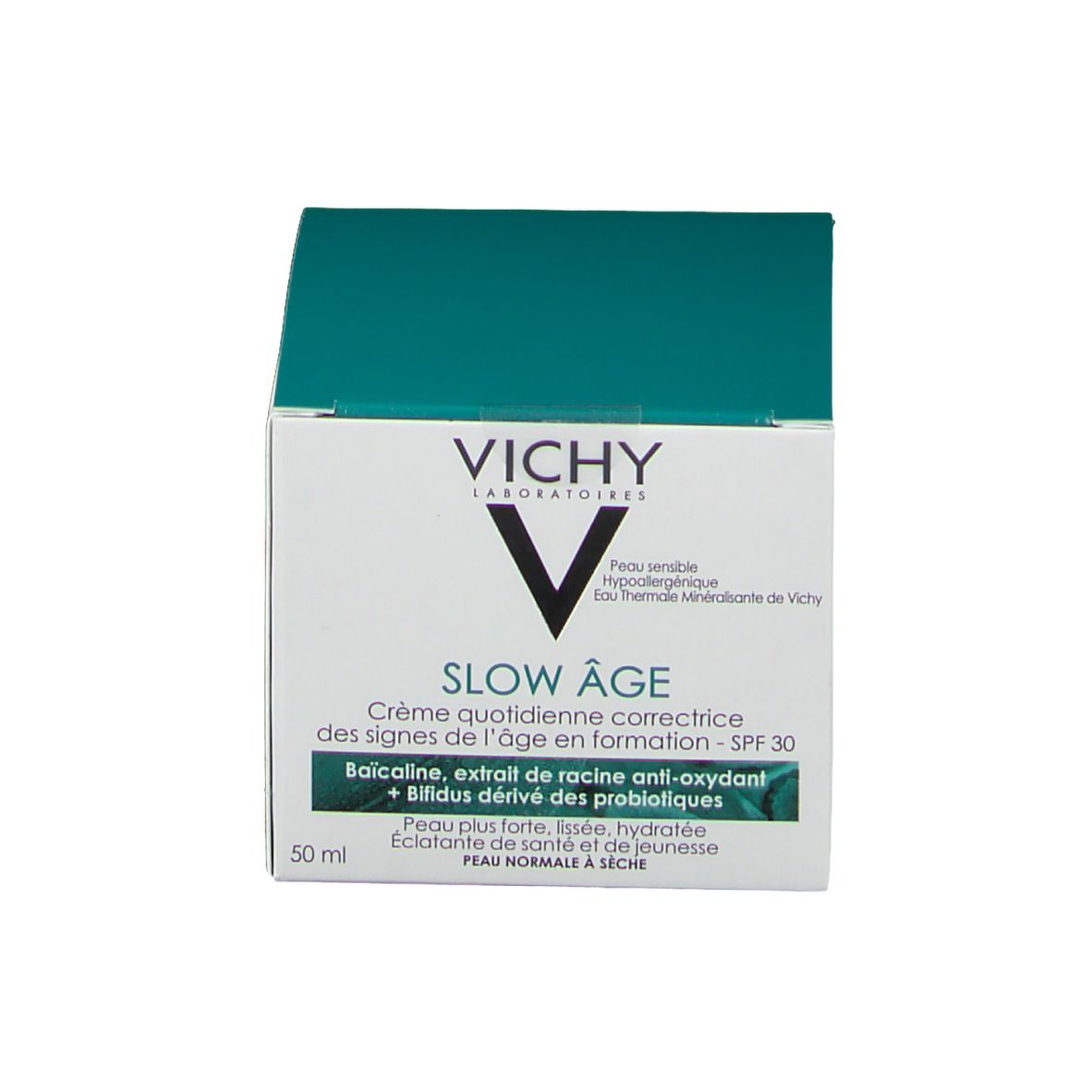 Productverpakking met doos. Op de doos staat "Vichy Slow Age".