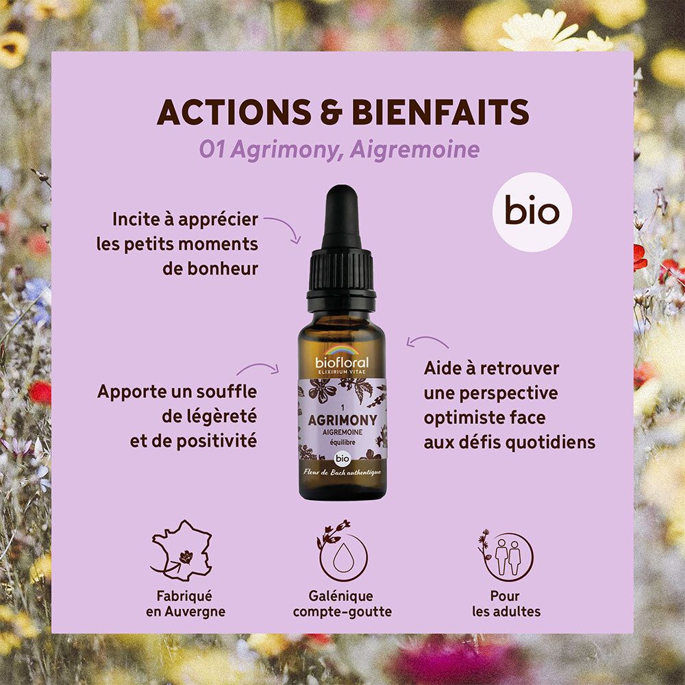 Productfles op paarse achtergrond. Tekst over acties en voordelen. Bio-label.