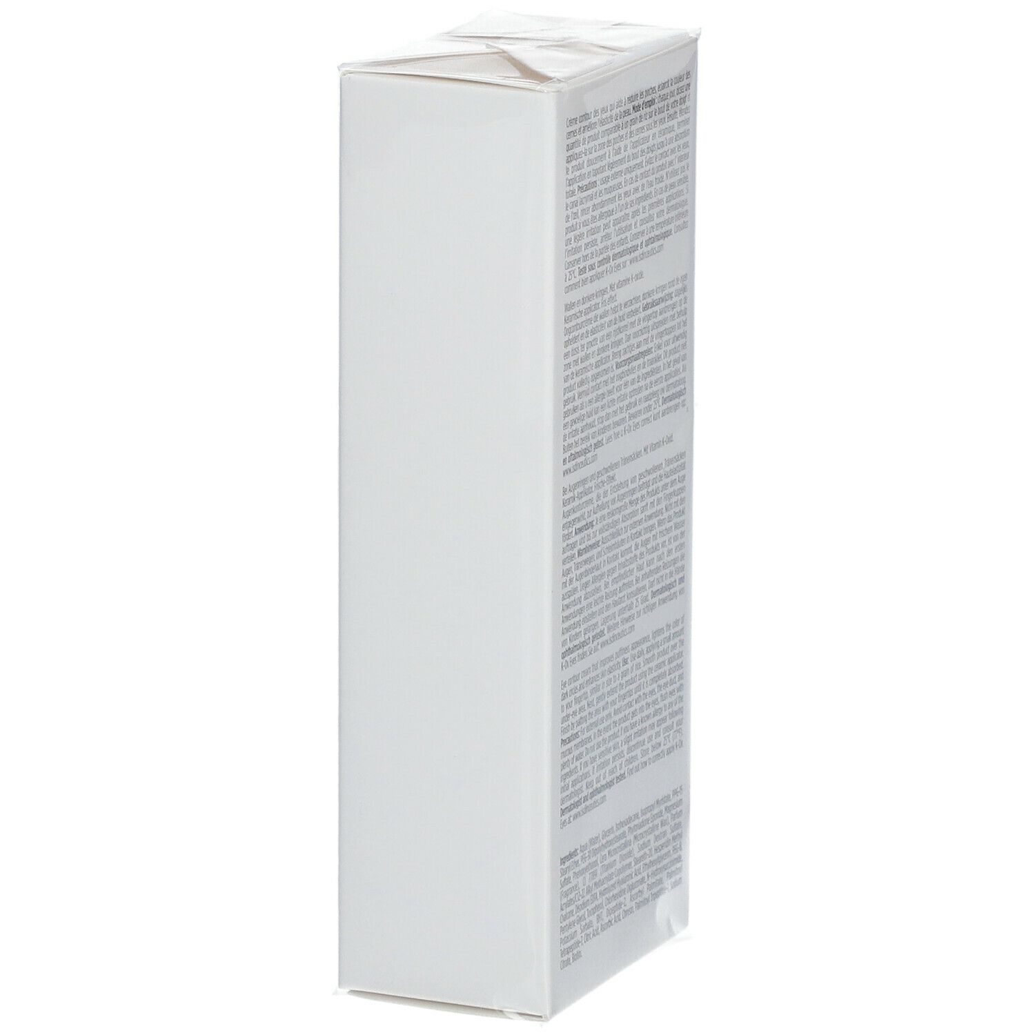 Vue latérale de l'emballage de ISDIN® Isdinceutics K-Ox Eyes. Boîte blanche avec texte.