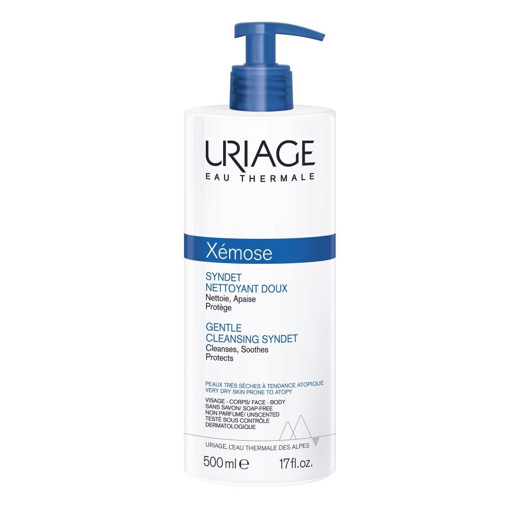 Texte: Peaux très sèches à tendance atopique. Visage-corps-body. Sans parfum, sans savon. Hypoallergénique.