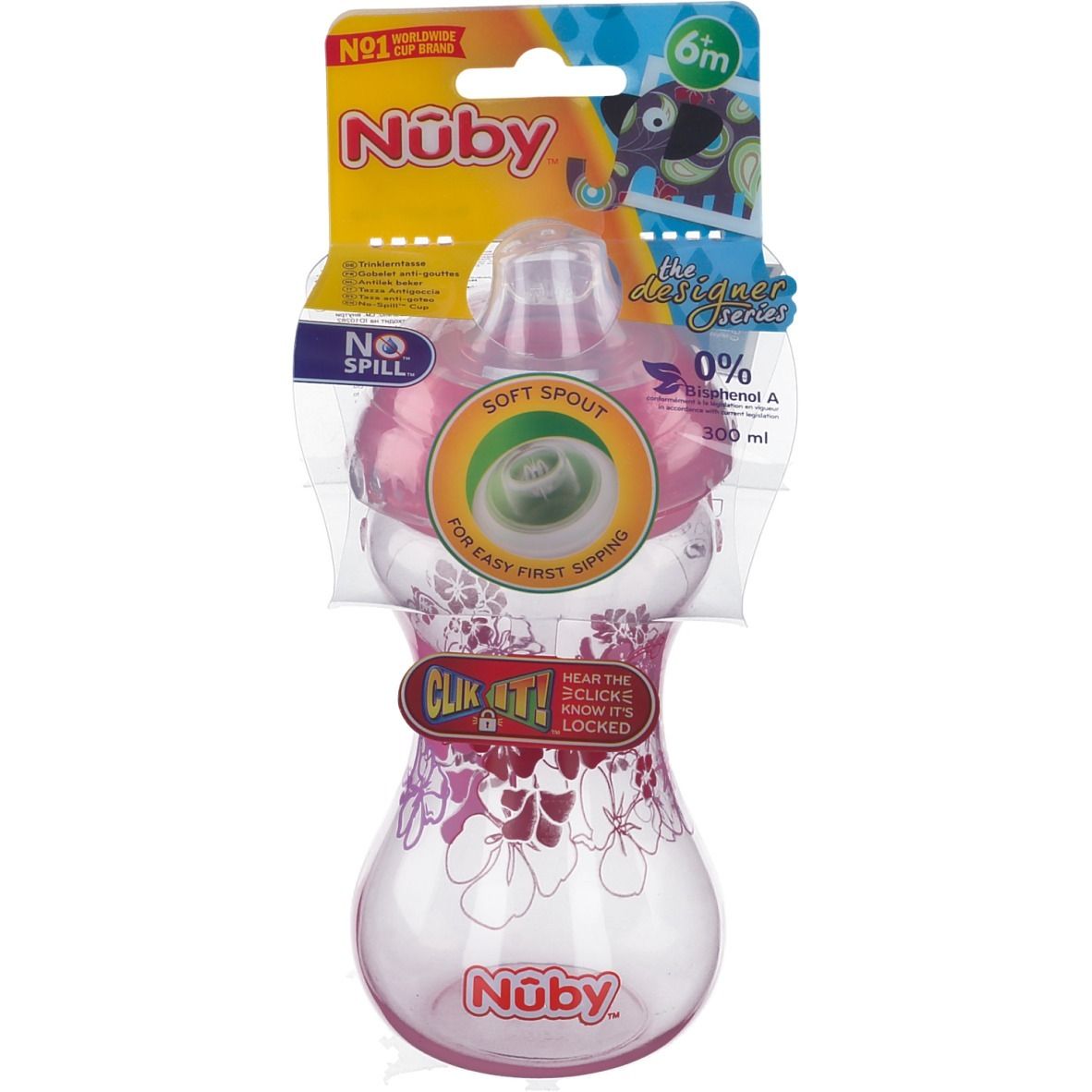 Nuby Gobelet Anti-Fuite Easy Grip Rose 6 mois+