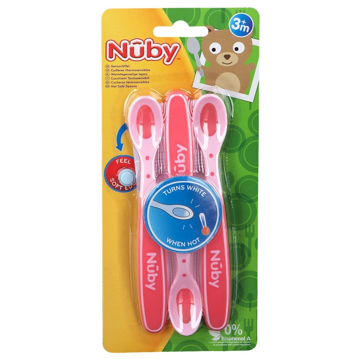 Nuby Cuillères thermosensibles Rose 3 mois +
