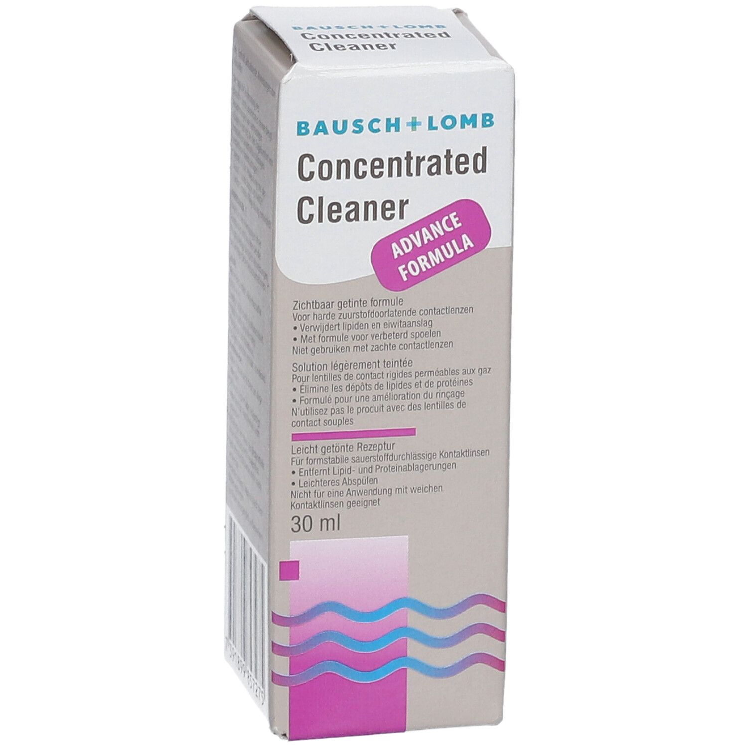 Kartonverpackung mit Produktnamen und Logo. Enthält Text in mehreren Sprachen. 30 ml.