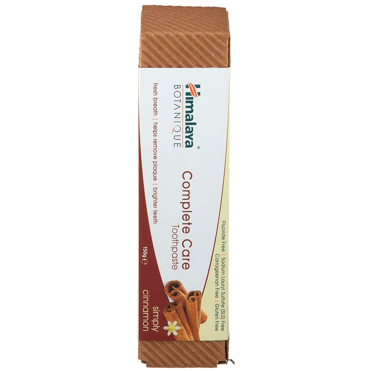 Kartonverpackung, Vorderseite. Aufschrift: Himalaya Botanique Complete Care. Enthält keine Fluoride, SLS, Carrageen und Gluten.