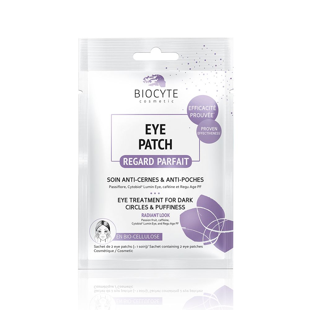 Sachet d'Eye Patch. Inscription: Eye Patch, Regard Parfait. Contient 2 patchs. Marque: Biocyte.