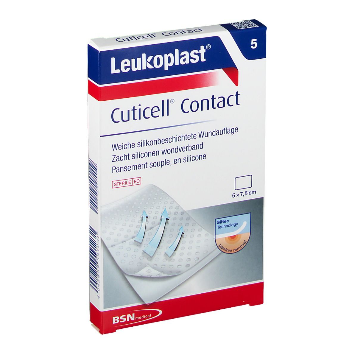 Leukoplast® Cuticell® Contact Pansement doux en silicone pour plaies 5 x 7,5 cm