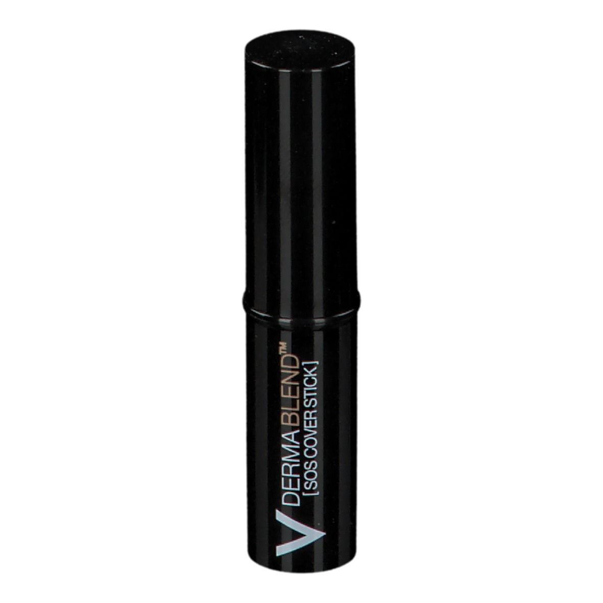 Stick correcteur Dermablend SOS noir. Forme cylindrique, surface rainurée. Bouchon noir. Inscription blanche.