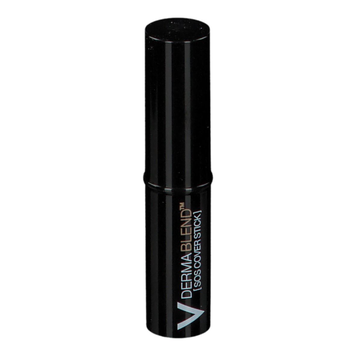 Stick correcteur Dermablend SOS noir. Forme cylindrique, surface rainurée. Bouchon noir. Écriture blanche.