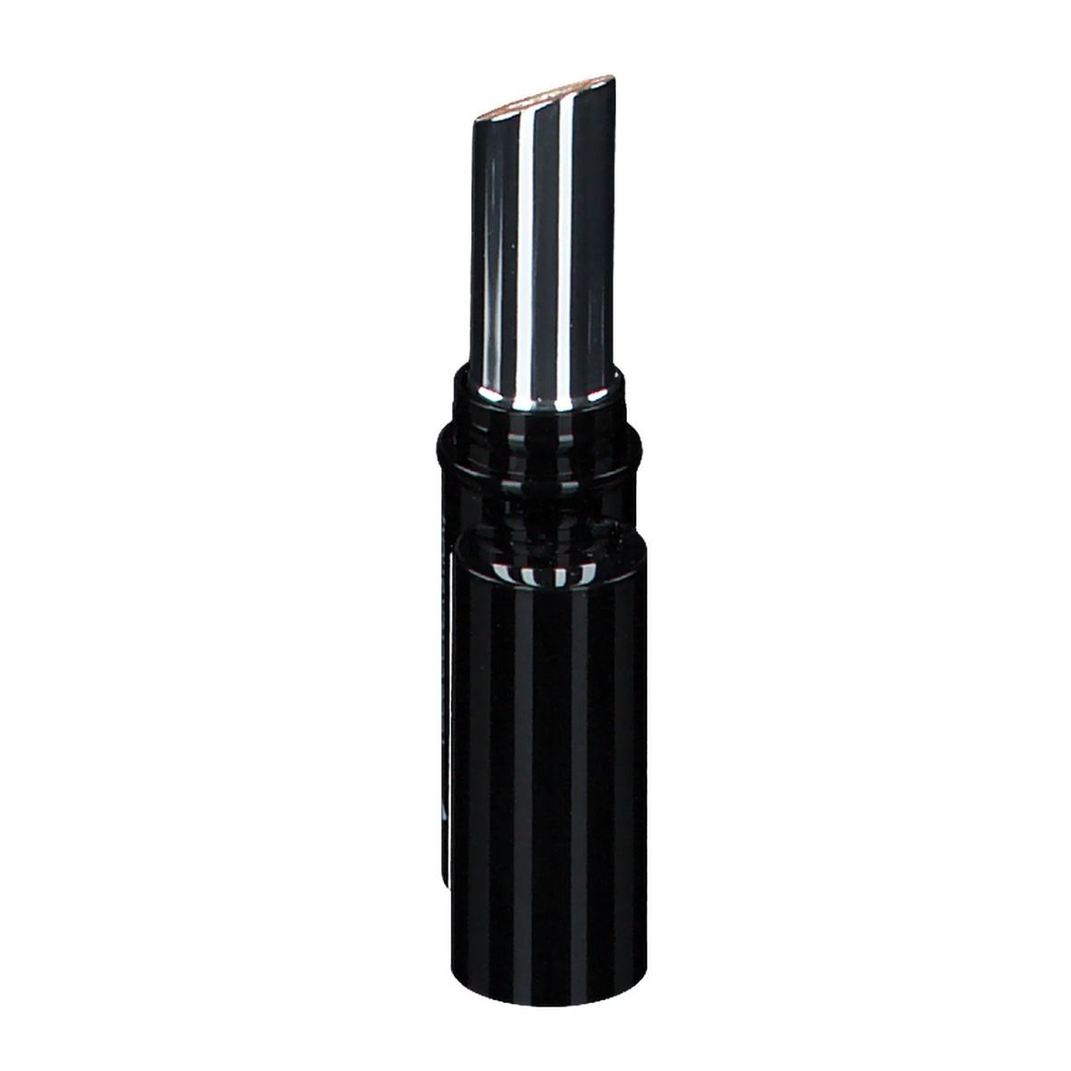 Concealer stick, zilveren punt, zwarte huls, dop eraf. Merk zichtbaar.