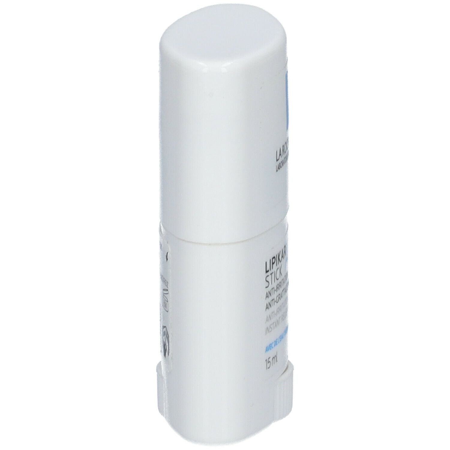Witte stick, zijaanzicht. Bevat: LIPIKAR STICK AP+ en 15 ml.