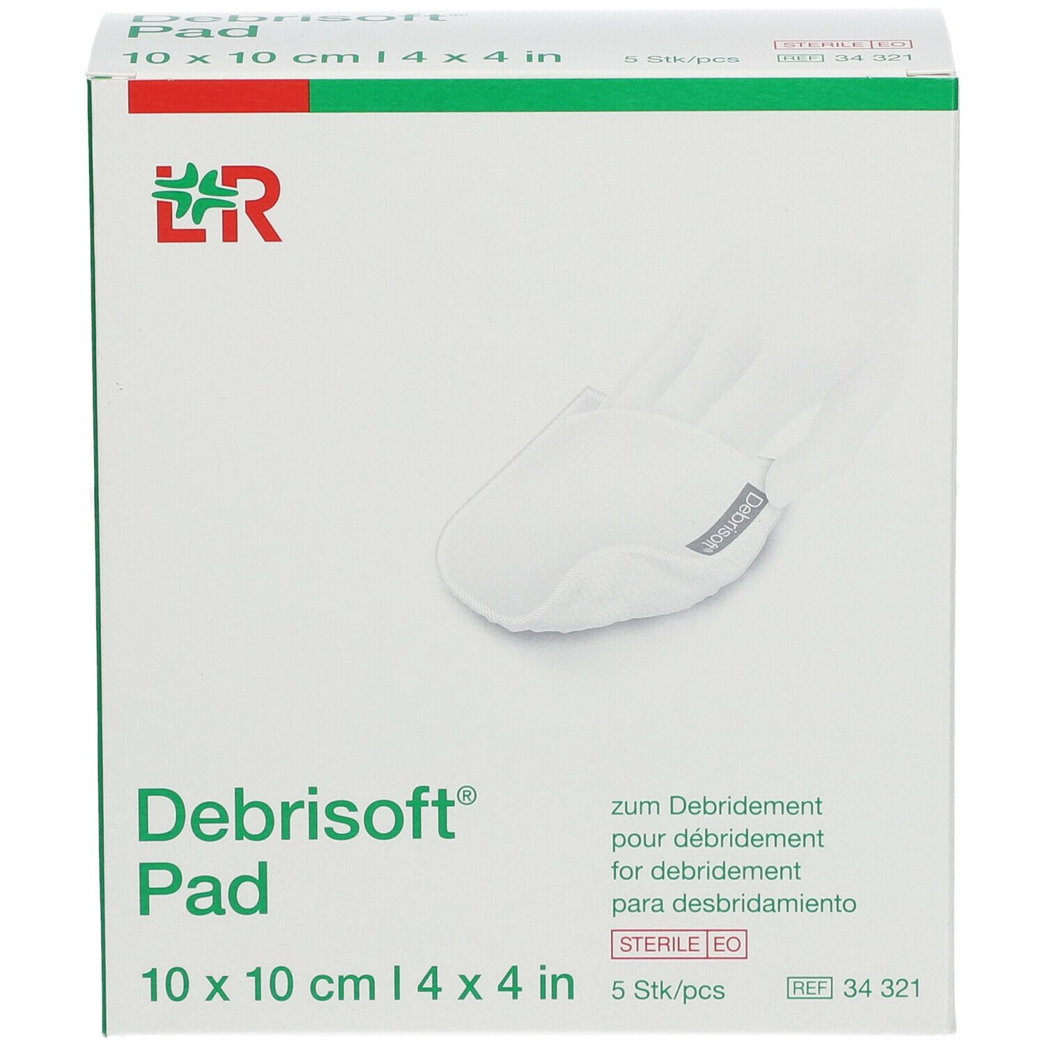 Boîte de Debrisoft Pad. 10 x 10 cm, 4 x 4 po. 5 pièces. Stérile.