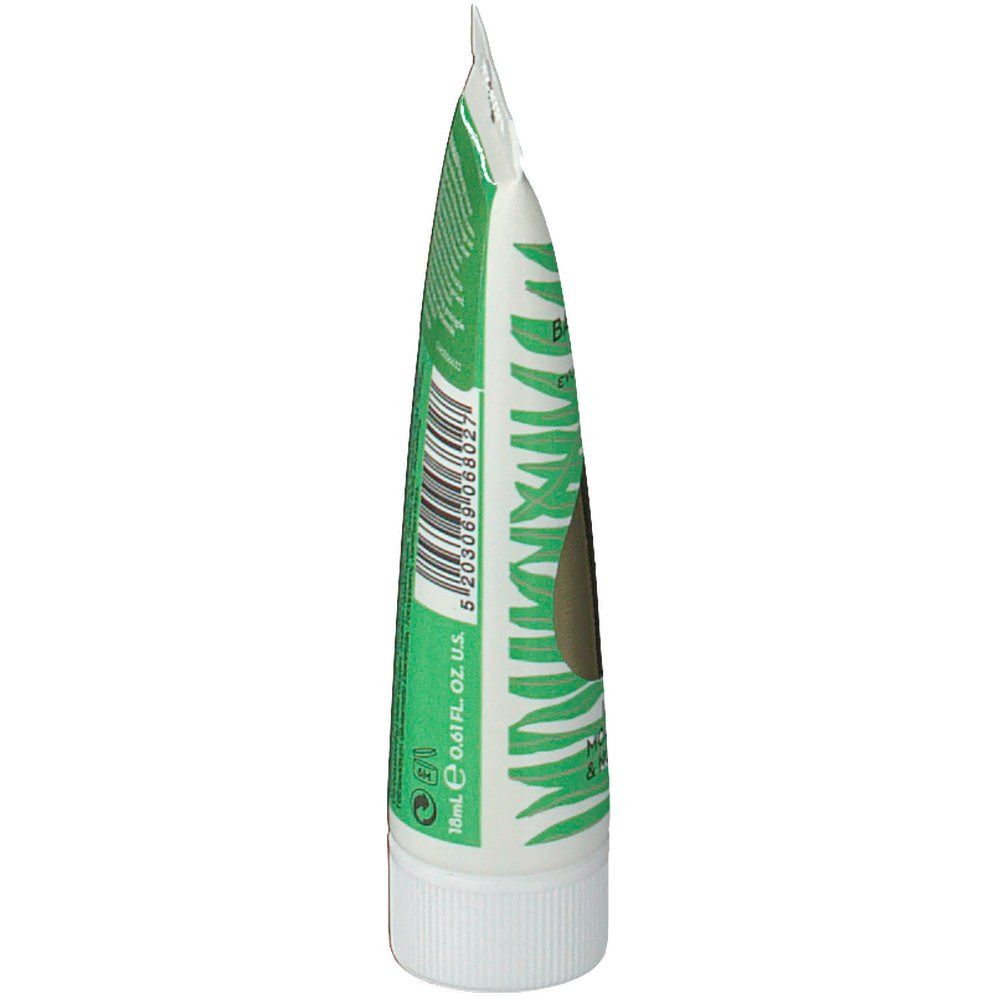 Korres Mask tube, zijaanzicht. Wit met groene bladeren. Tekst en barcode. 15ml.