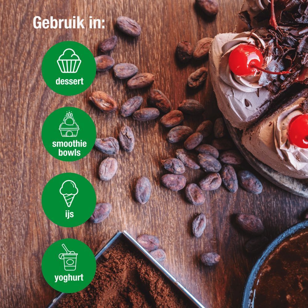 Purasana Cacao Raw Beans in zak. Rauwe cacaobonen. Biologisch product. Rijk aan vezels. 200g.