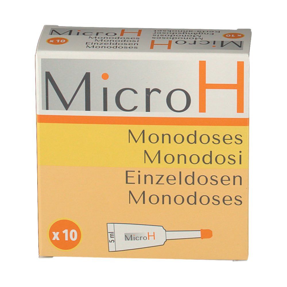 Scatola di tubi monodose Micro H. Testo: Monodoses. 10 tubi.