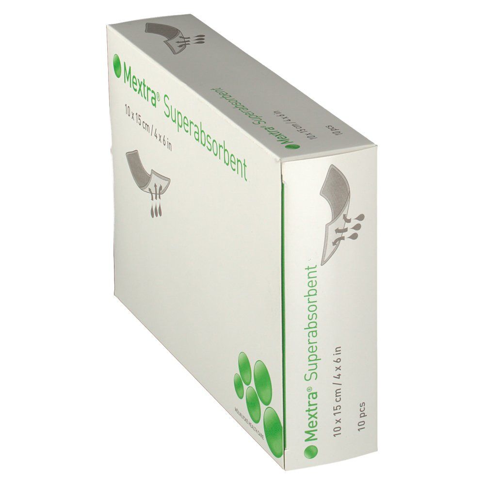 Boîte de Mextra® Superabsorbent en biais. Inscription : 10 x 15 cm / 4 x 6 pouces. 10 pièces.