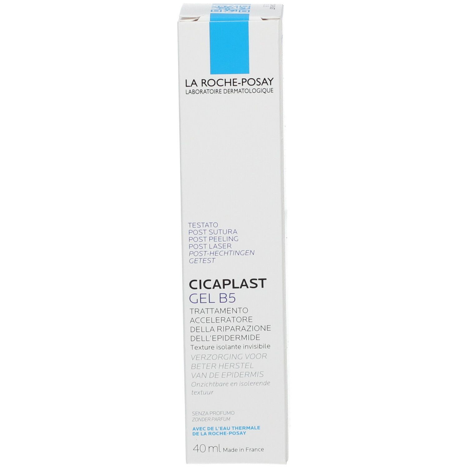 Verpakking LA ROCHE-POSAY CICAPLAST Gel B5. Tekst en informatie over gebruik en ingrediënten.