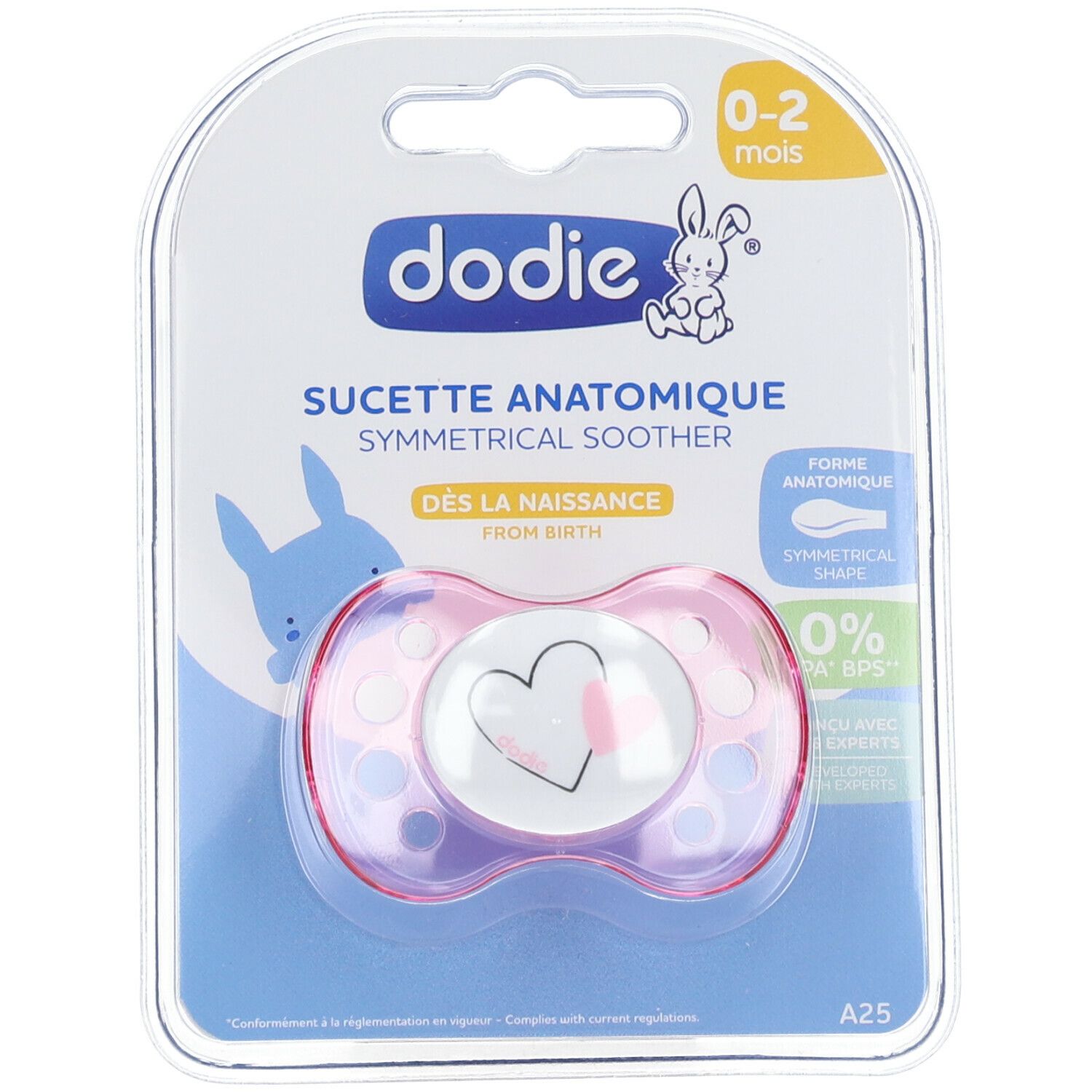 dodie® Sucette anatomique silicone 0-2 mois Girly (Couleur non sélectionnable)