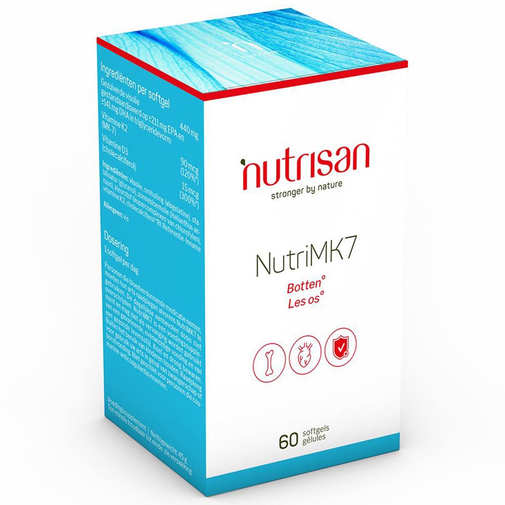 Boîte Nutrisan NutriMK7. Contient 60 gélules. Marque et nom du produit visibles.