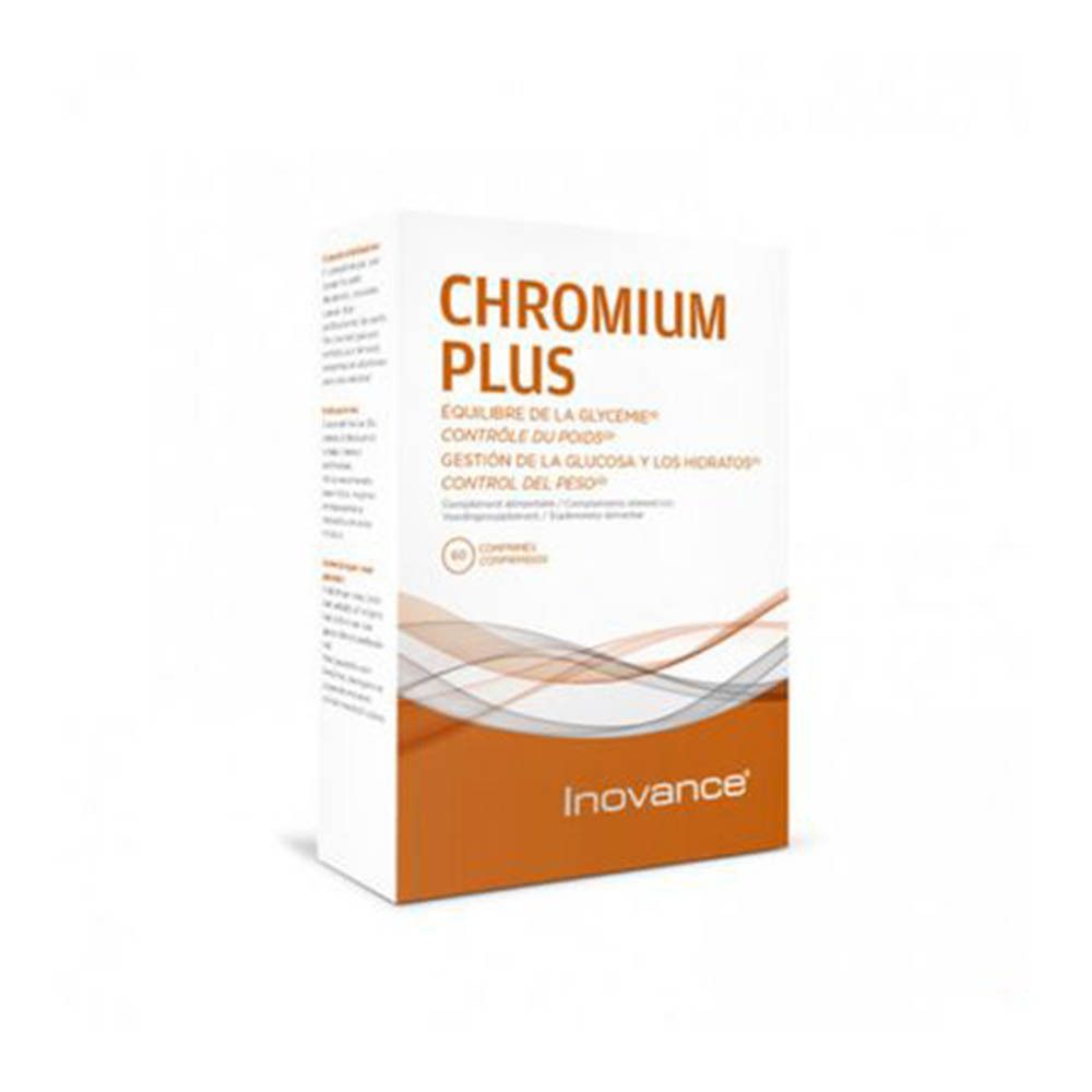 Doos Inovance CHROMIUM PLUS met 60 tabletten. Opschrift: Gewichtbeheersing.