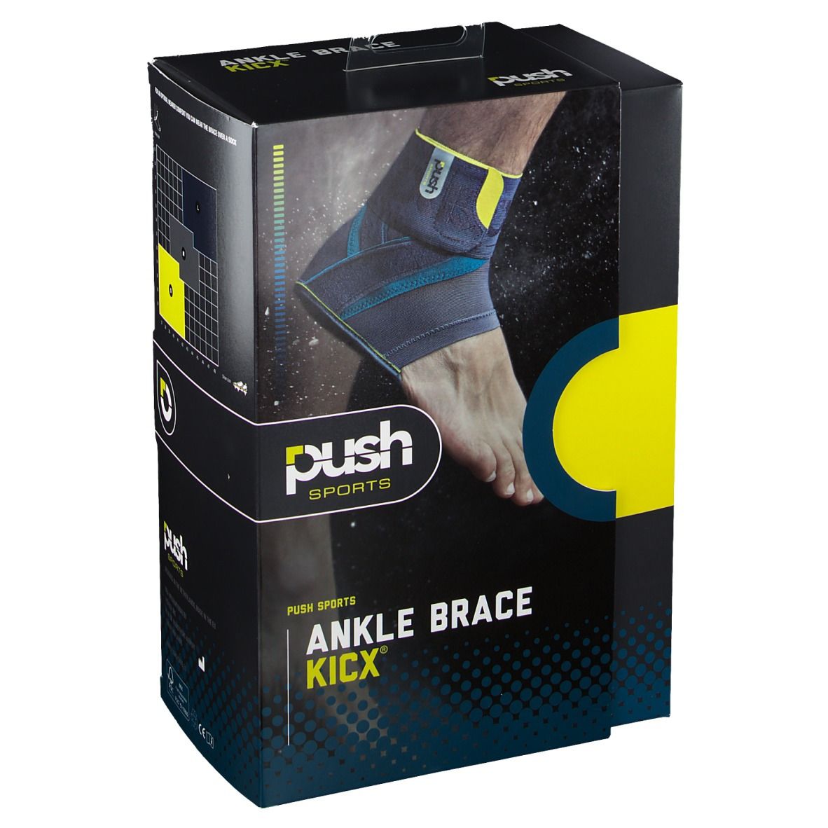 push Sports Ankle Brace Kicx Chevillère Droite Small 27 - 32,5 cm