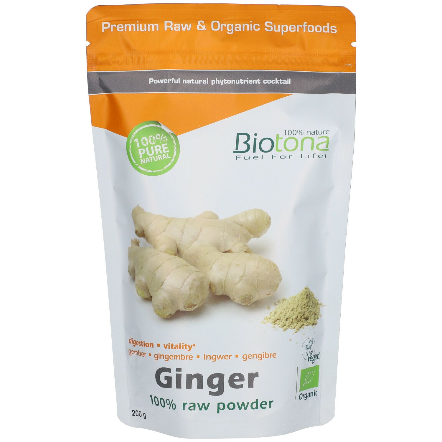 Biotona Ginger Raw Powder Bio 200 g Pulver