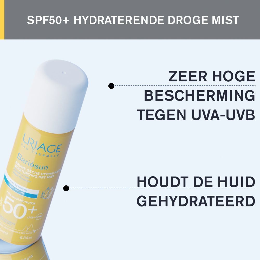 Uriage Bariésun spray. Hoge UVA-UVB bescherming. Hydrateert de huid.