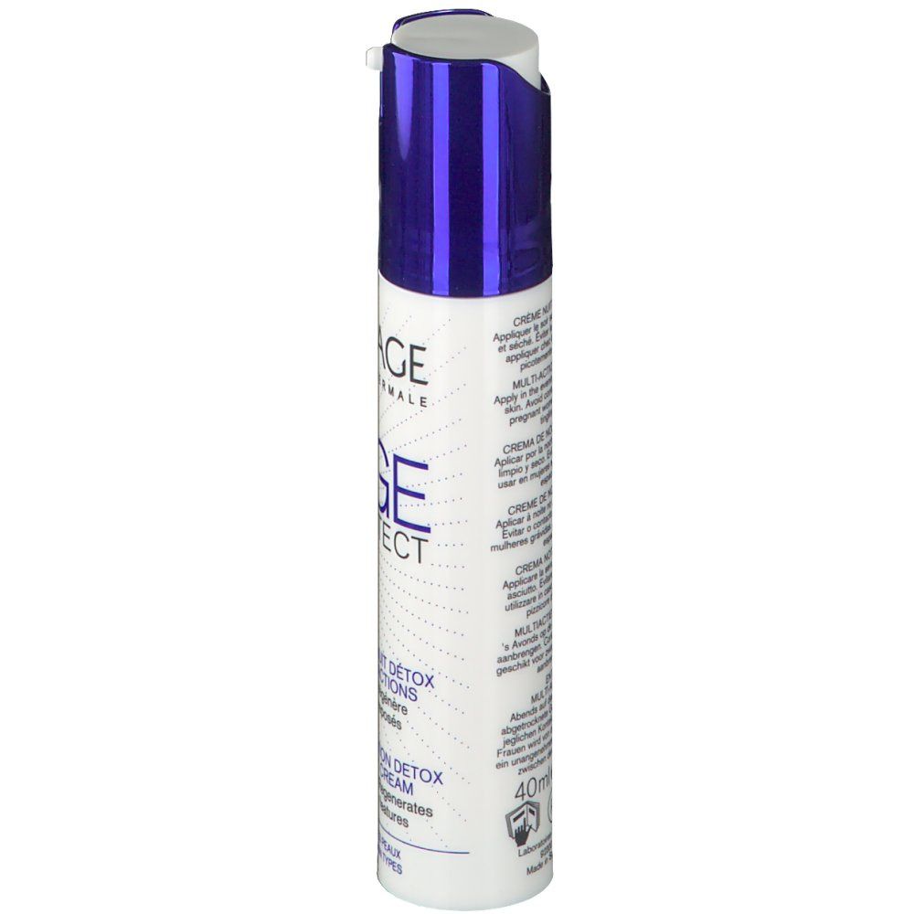 Tube blanc et bleu Uriage Age Protect. Crème de nuit détox. Texte: 40ml.