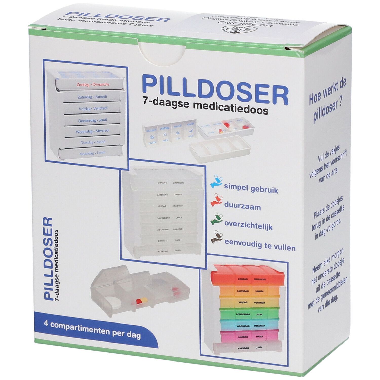 Eureka Care Pilulier Couleur – 1 Semaine