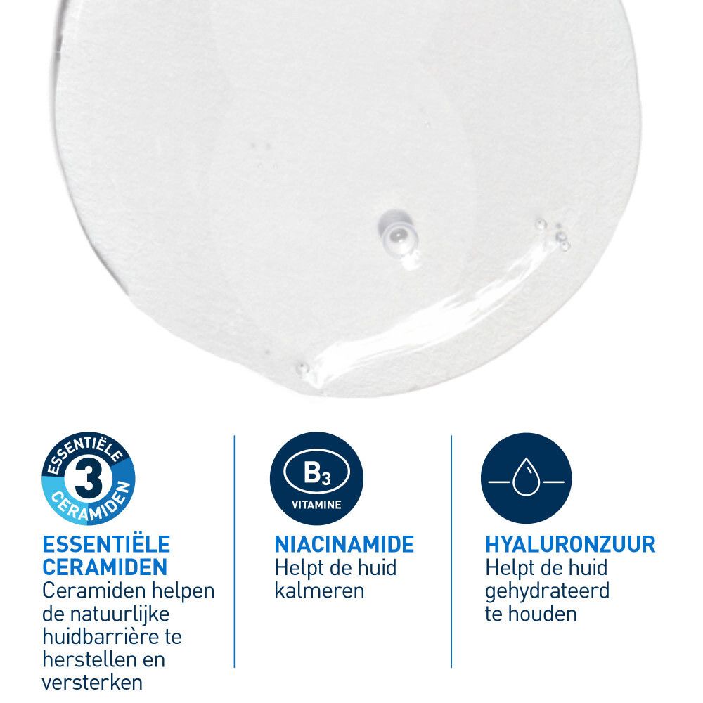 3 essentiële ceramiden, niacinamide, hyaluronzuur. Grafieken.