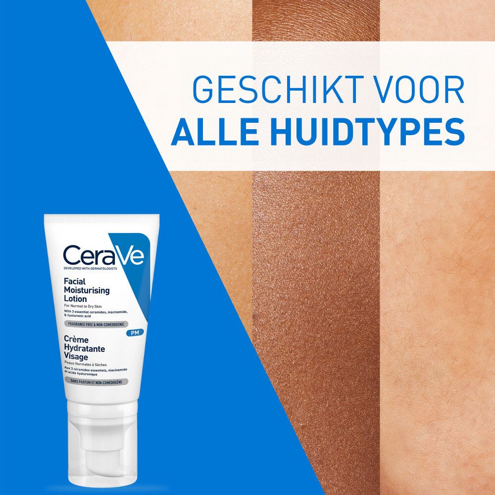 CeraVe tube voor huidmonsters. Tekst: Geschikt voor alle huidtypes.