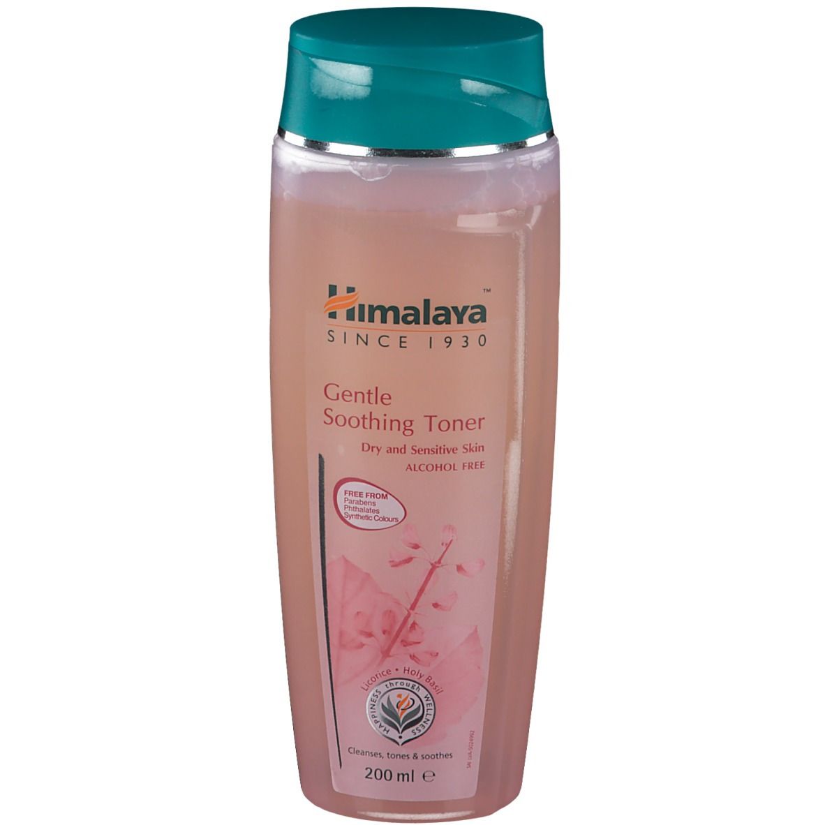 Himalaya Gentle Soothing Toner fles. Groene dop. Opschrift: Gentle Soothing Toner, voor droge en gevoelige huid.