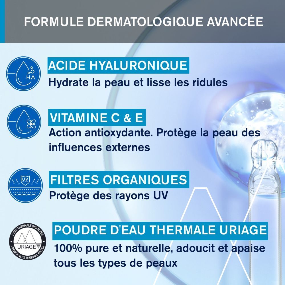 Crème compacte teintée SPF30 Uriage. Testé dermatologiquement, tous types de peau.