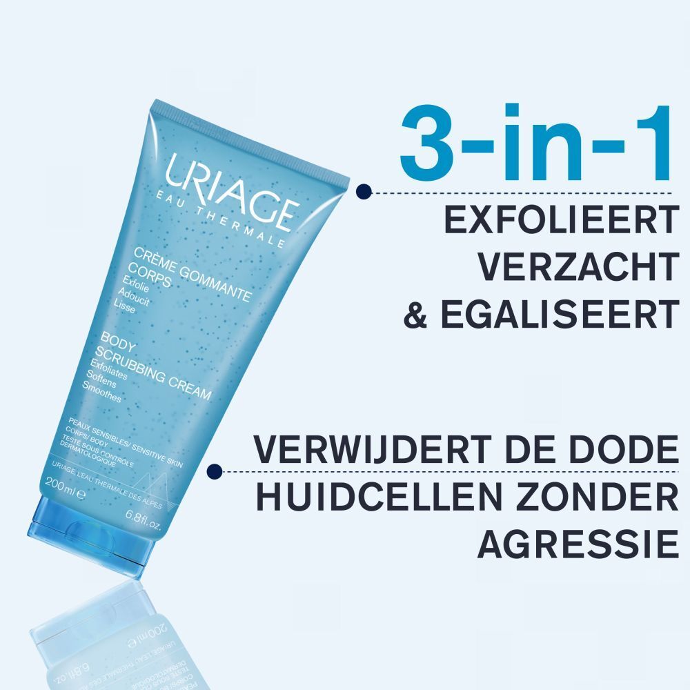 Uriage Body Scrubbing Cream. Tekst: Natuurlijke silica korrels, Gluconolacton, Uriage Thermal Water.