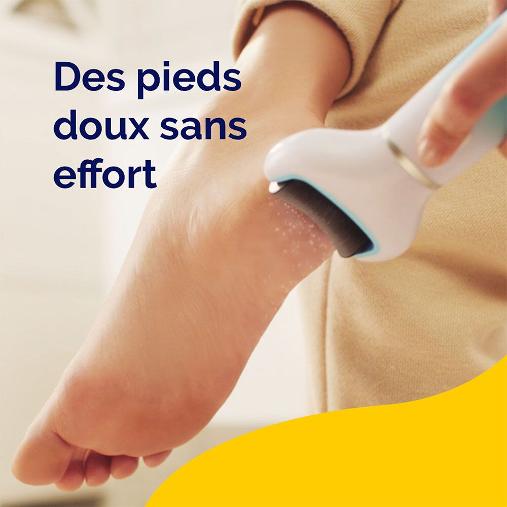 Râpe en cours d'utilisation. Pieds traités. Pieds doux sans effort.