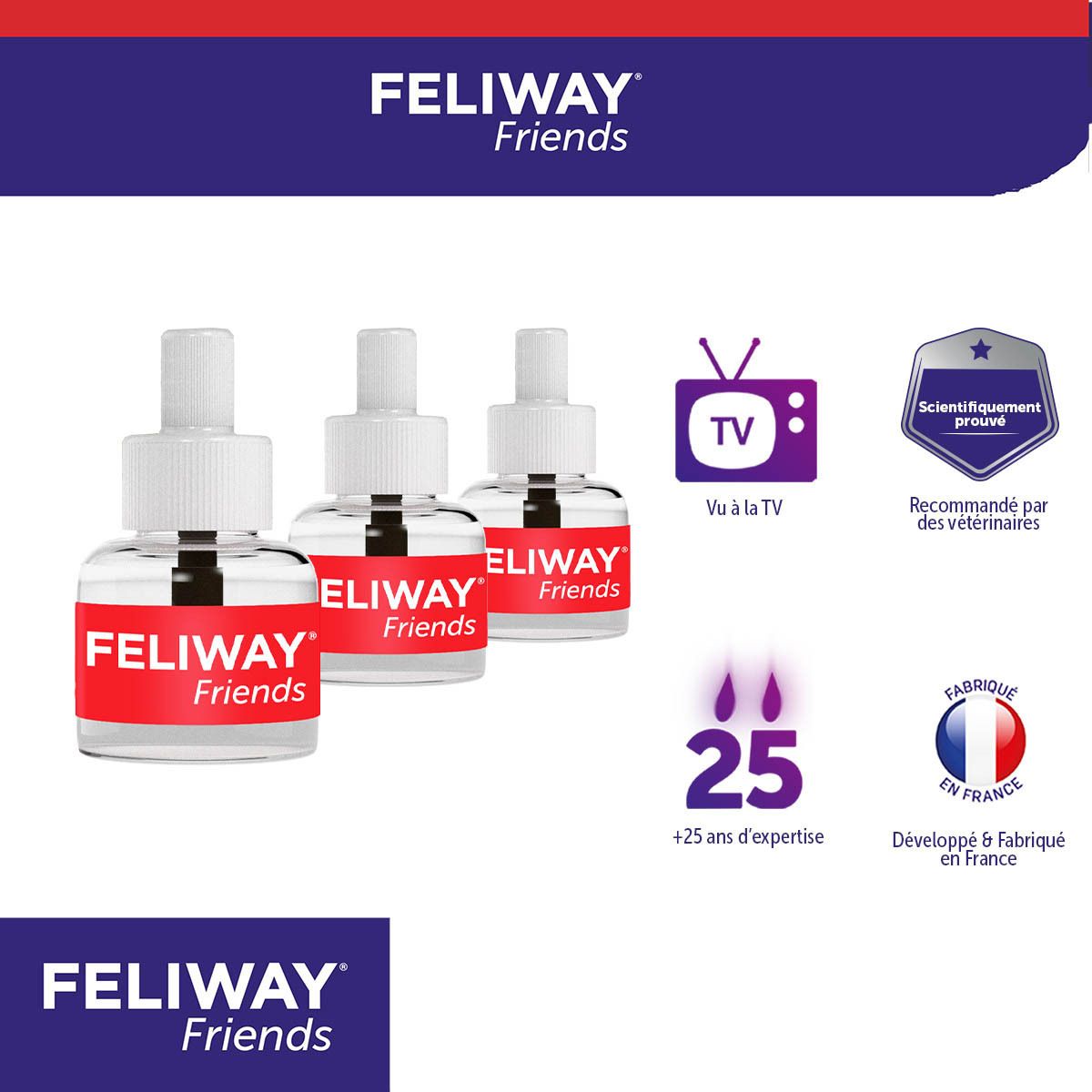 FELIWAY® FRIENDS, 3 recharges. Aide à réduire les tensions entre les chats.