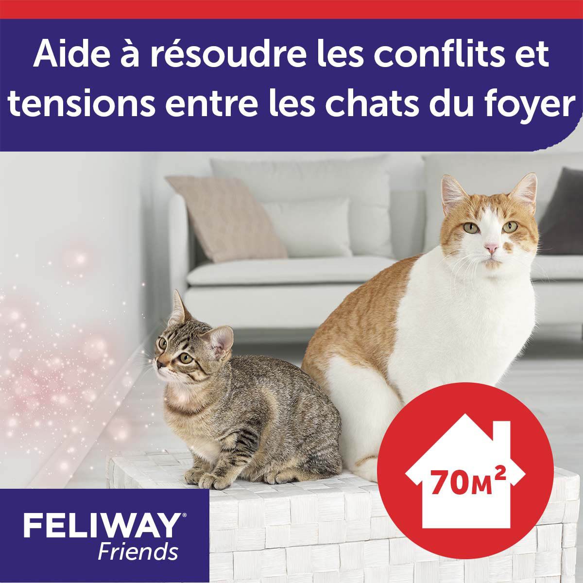 FELIWAY® FRIENDS, 3 recharges. Aide à réduire les tensions entre les chats. Happy Cats.