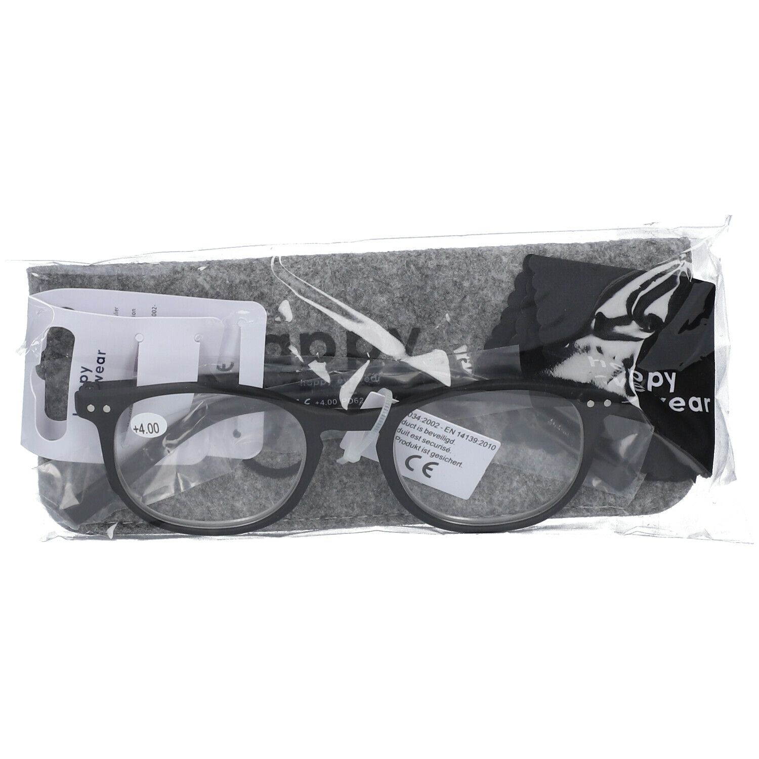 Pharma Glasses Lunettes de lecture noir + 4.00