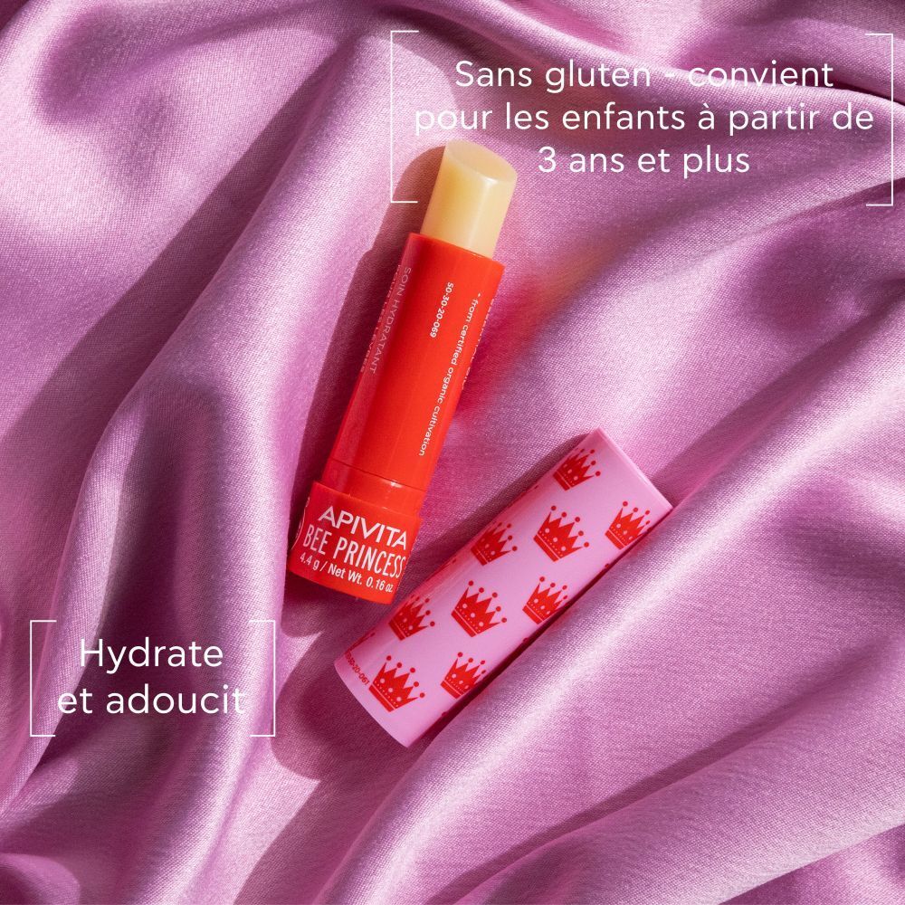 Image du produit avec ingrédients : miel, abricot, cire d'abeille. Texte : 95% origine naturelle.