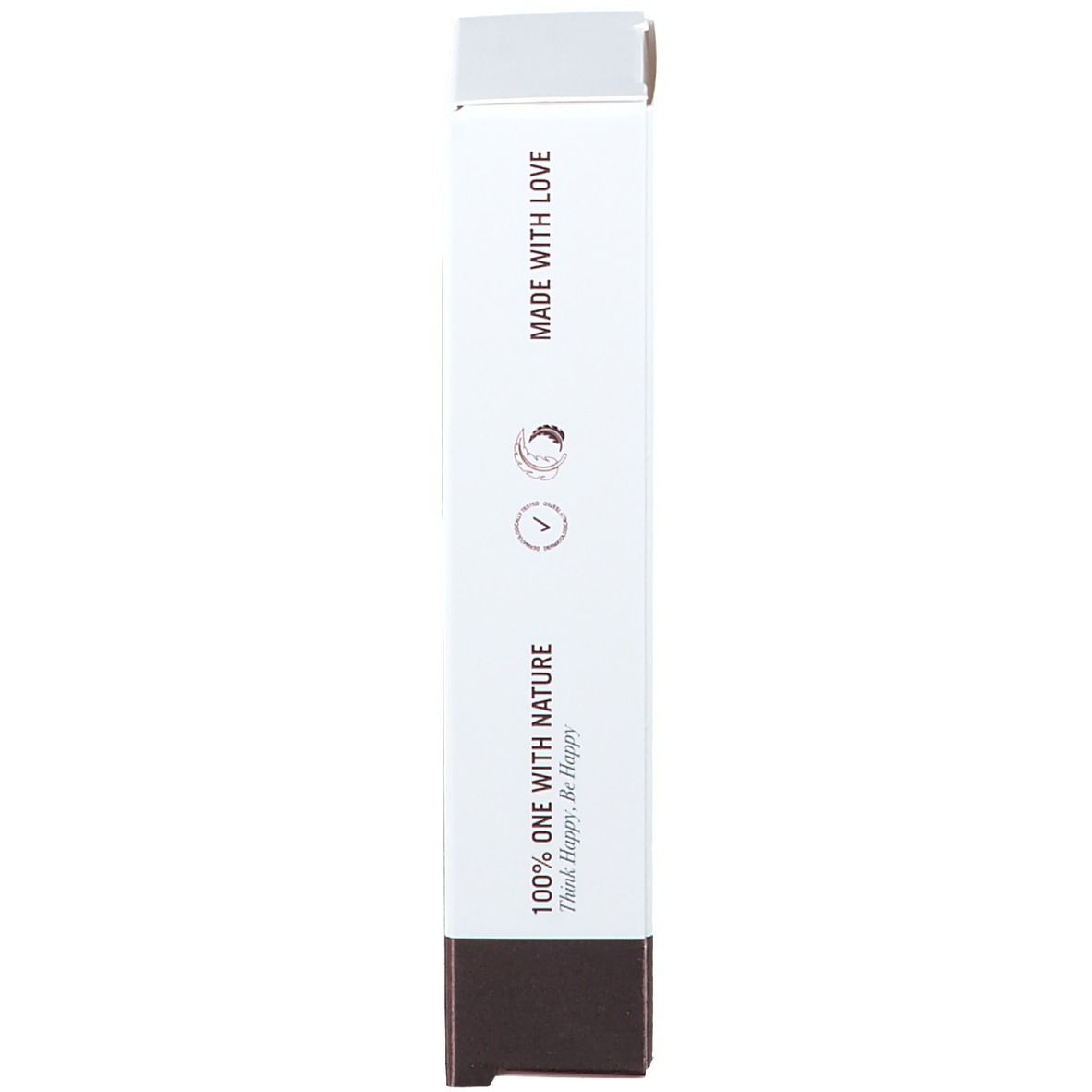 Verpackung Cent Pur Cent. Seite mit Text: 100% ONE WITH NATURE. Logo und Text: MADE WITH LOVE.