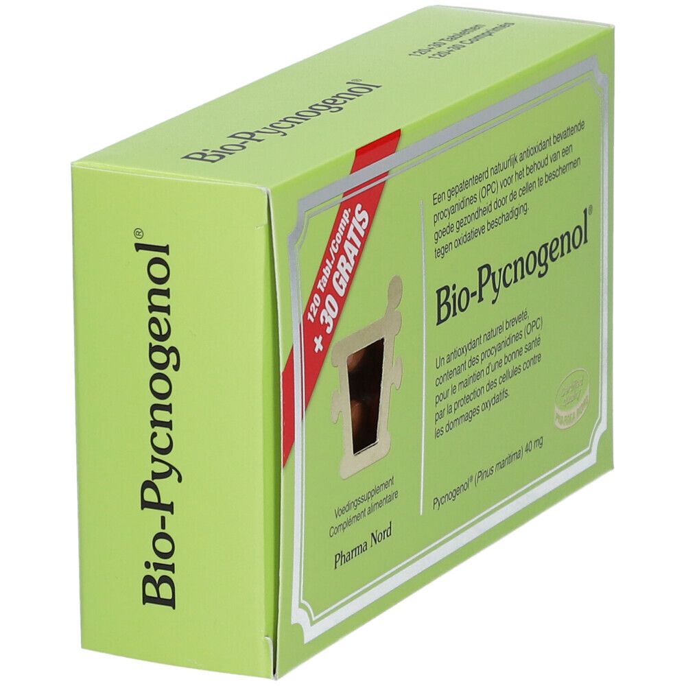 Groene doos "Bio-Pycnogenol". Franse tekst. 120+30 gratis.