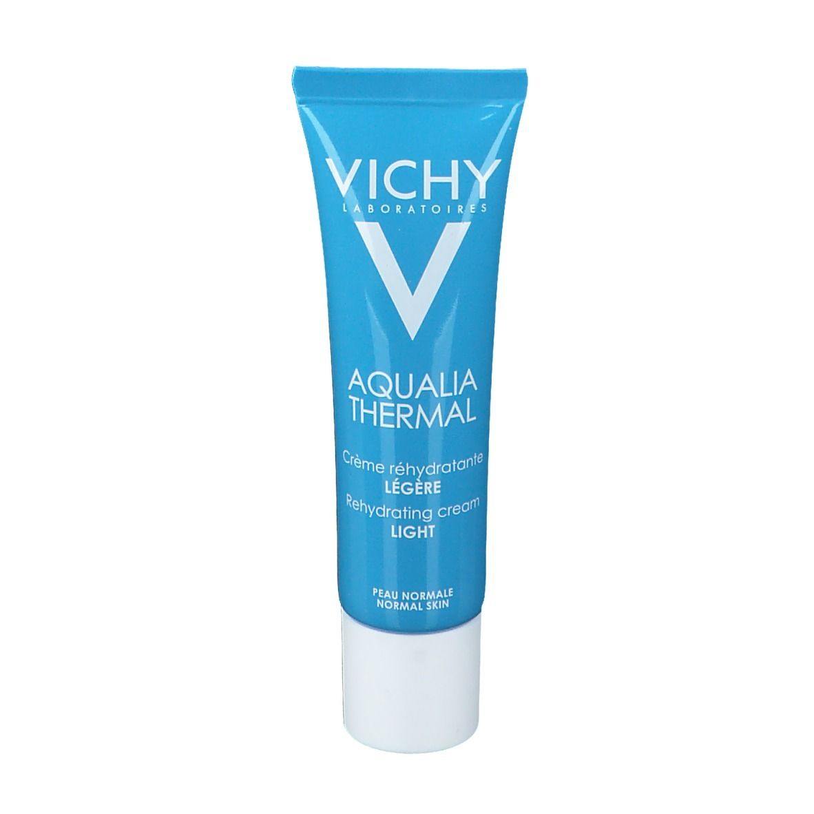 Tube bleu Vichy Aqualia Thermal. Texte: Crème réhydratante légère, 30ml.
