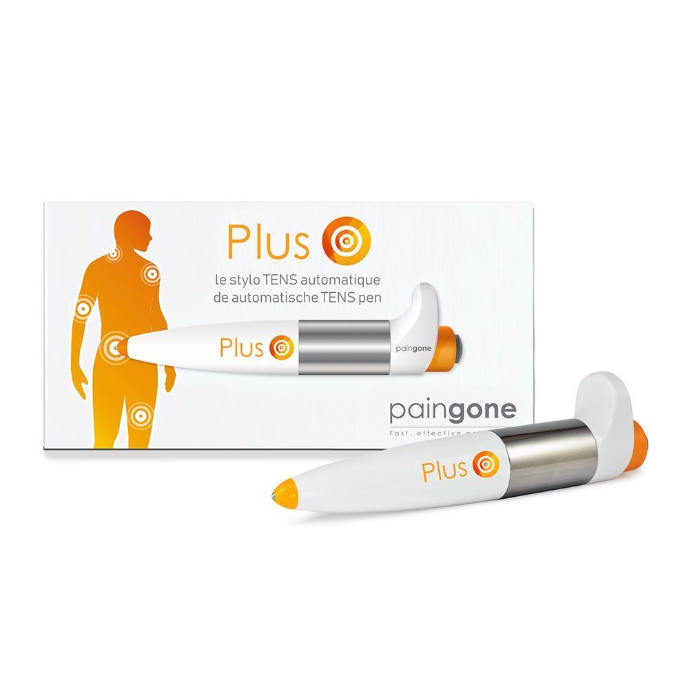 Stylo blanc, partie centrale argentée, extrémités oranges. Sur l'emballage, le mot "Plus".