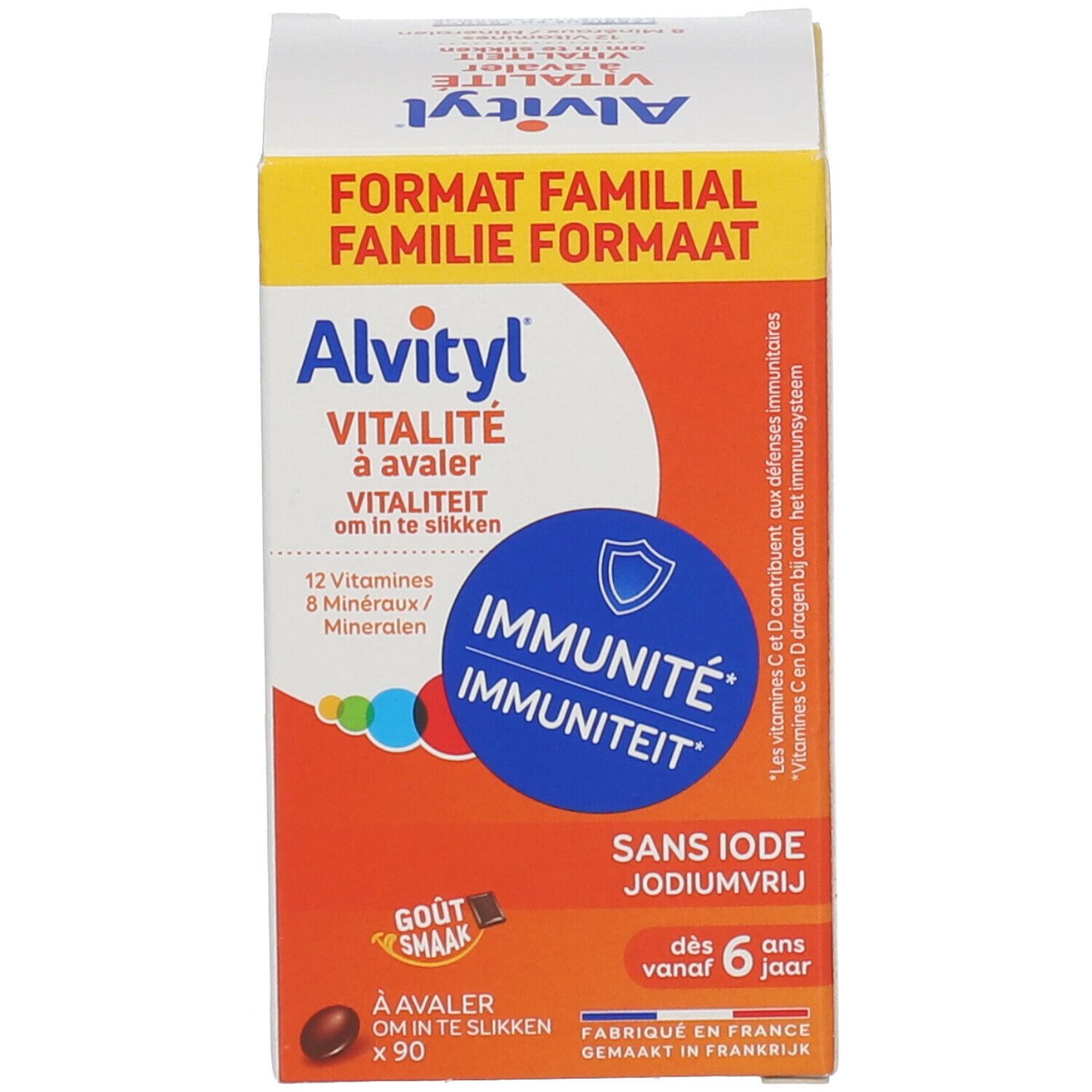 Boîte Alvityl Vitalité. Contient 12 vitamines et 8 minéraux. Pour enfants dès 6 ans.